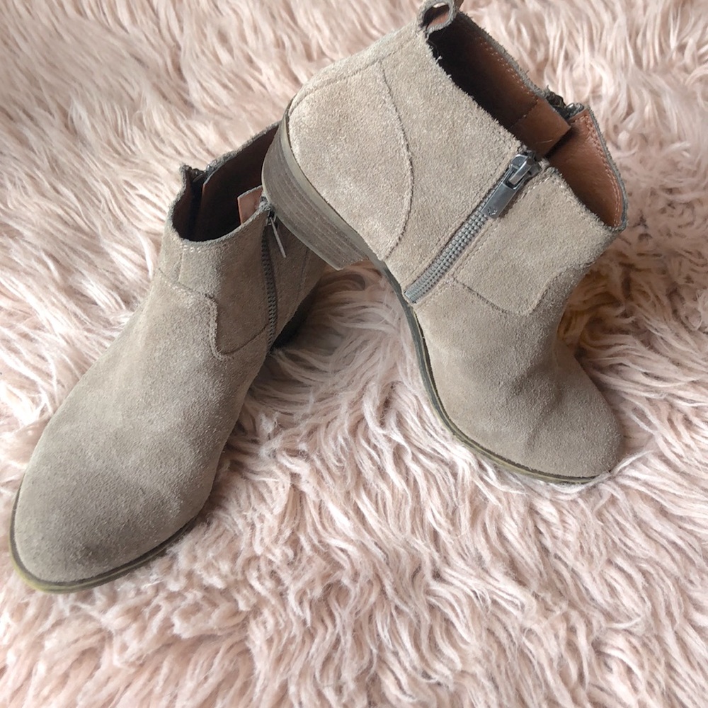 Lucky Brand Suede Double Zip Booties